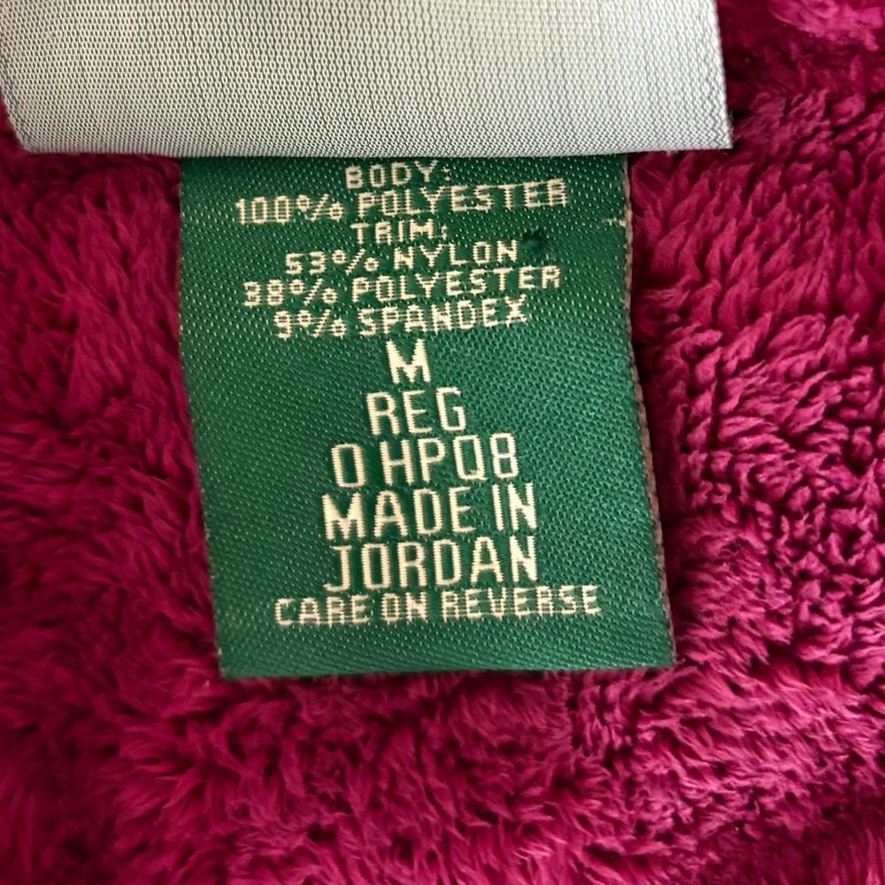 L.L. Bean Textured Fleece Jacket Pink Berry Floral Trim M - Picture 12 of 12